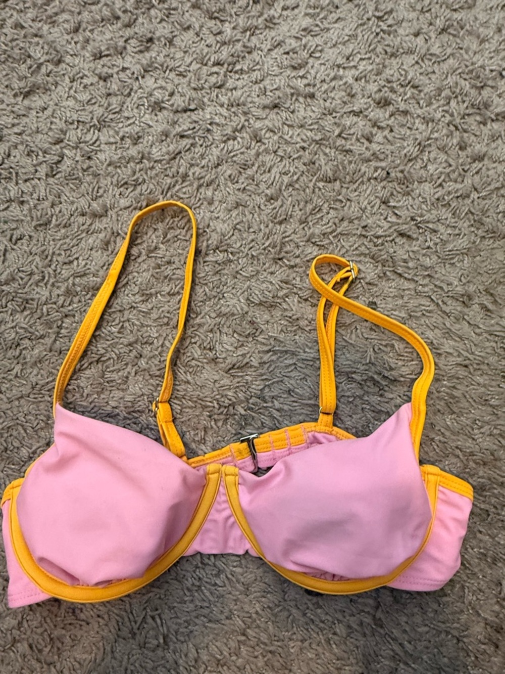 Pink and Yellow Two-Tone Swim Top